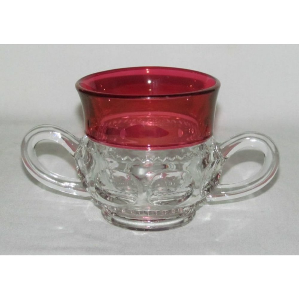 Indiana Glass KINGS CROWN Ruby Stained Flat Sugar Dish